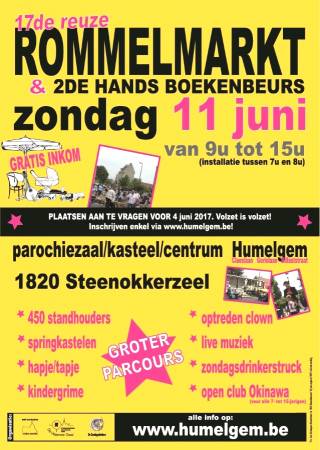2017-Flyer - Reuze Rommelmarkt met Boeken-, Vinyl- en CD‑Beurs in Humelgem 