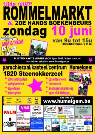 Affiche - Reuze Rommelmarkt met Boeken-, Vinyl- en CD‑Beurs in Humelgem 