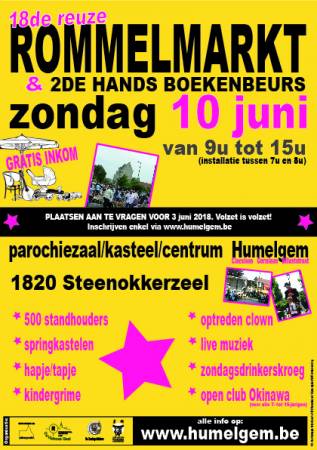 Flyer - Reuze Rommelmarkt met Boeken-, Vinyl- en CD‑Beurs in Humelgem 
