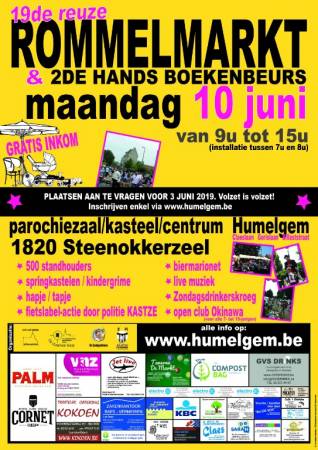 Affiche - Reuze Rommelmarkt met Boeken-, Vinyl- en CD‑Beurs in Humelgem 
