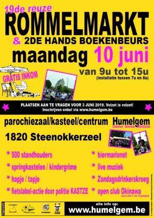 Flyer - Reuze Rommelmarkt met Boeken-, Vinyl- en CD‑Beurs in Humelgem 