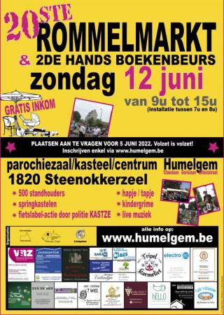 Affiche - Reuze Rommelmarkt met Boeken-, Vinyl- en CD‑Beurs in Humelgem 
