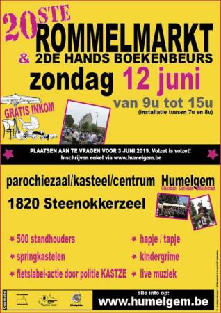 Flyer - Reuze Rommelmarkt met Boeken-, Vinyl- en CD‑Beurs in Humelgem 