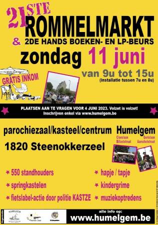 Flyer - Reuze Rommelmarkt met Boeken-, Vinyl- en CD‑Beurs in Humelgem 