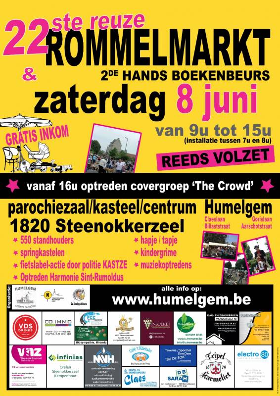 Flyer - Reuze Rommelmarkt met Boeken-, Vinyl- en CD‑Beurs in Humelgem 